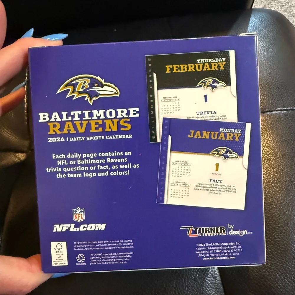 Baltimore Ravens 2024 Daily Sports Calendar - Purple